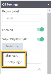 Question Level Skip and Display Logic