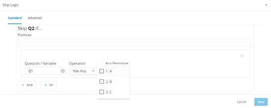 Question Level Skip and Display Logic