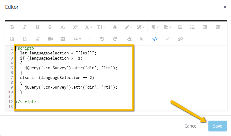 Implementing RTL Language direction in Cmix Surveys