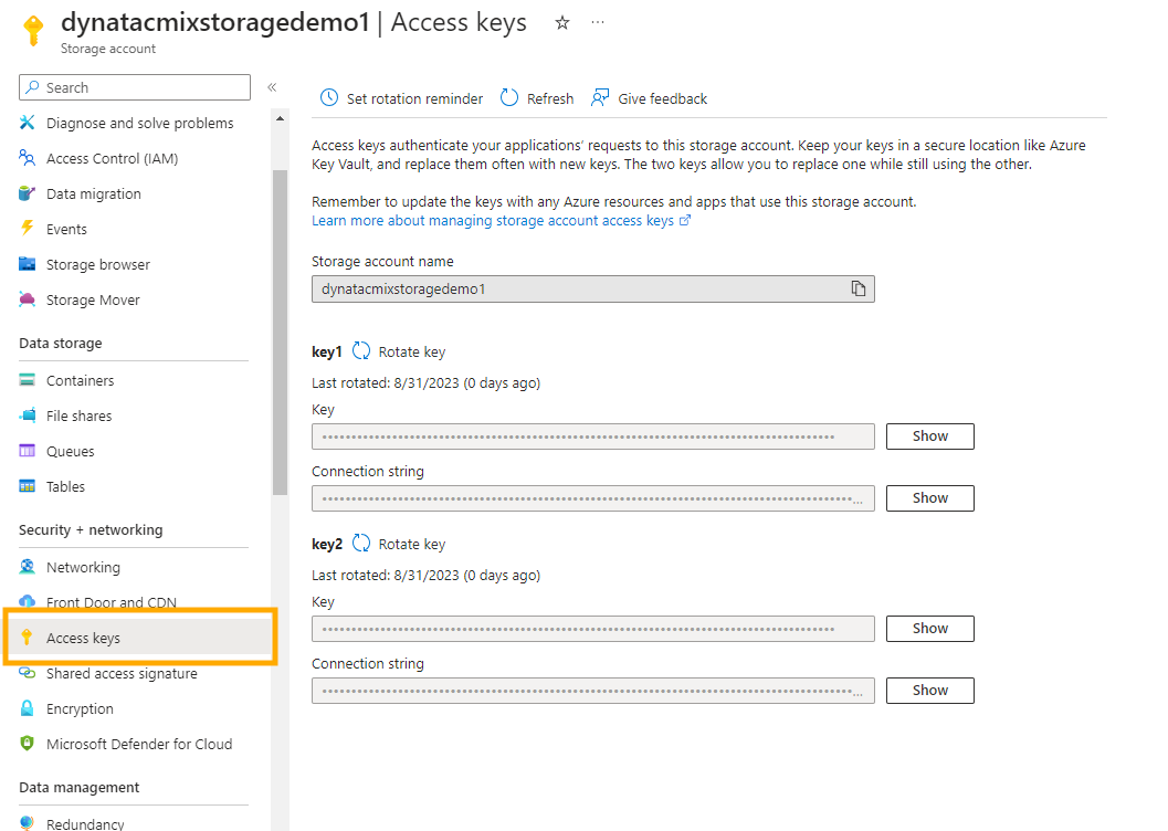 Export Destination: Azure Blob