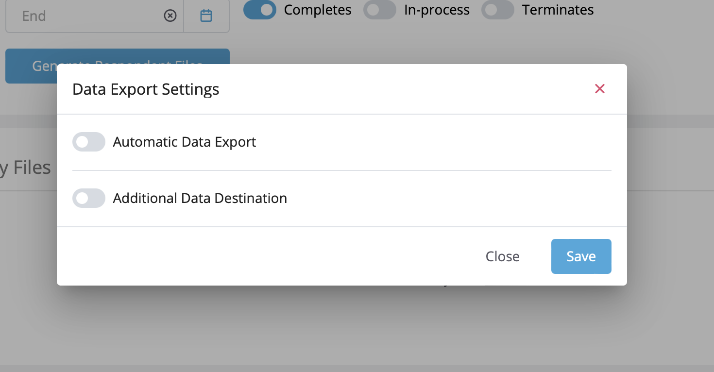 Automatic Data Export Settings