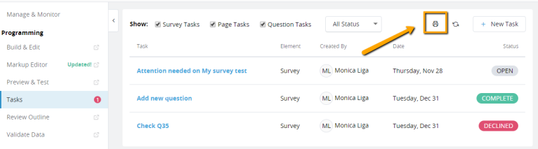 Print Tasks