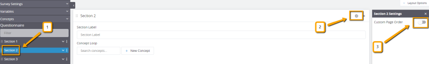 Randomizing pages within a section