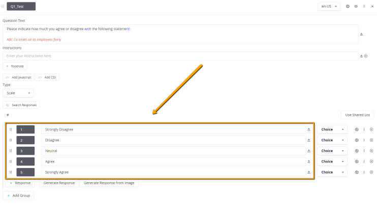 Standard Question - Scale