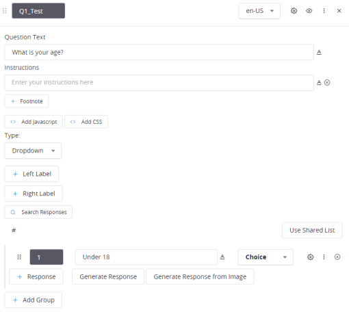 Standard Question - Dropdown